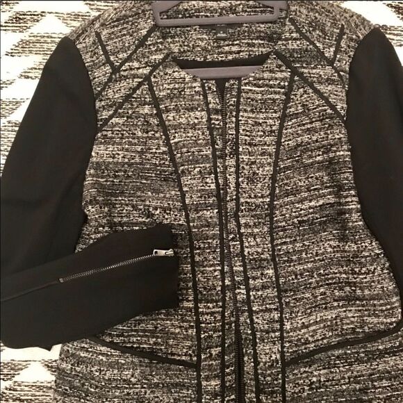 Euc Ann Taylor tweed blazer black sleeves sz 6 - Picture 3 of 9